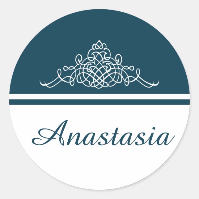 Elegant floral design classic round sticker (Front)