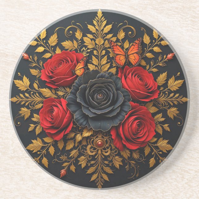 Elegant Floral Design Coaster (Front)