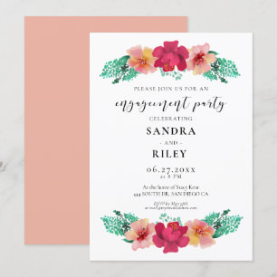 Elegant floral design Engagement party invitation