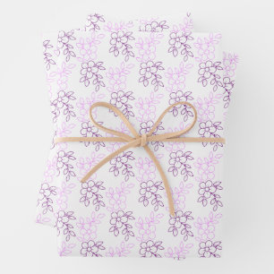 Elegant Floral Design in Purple  Wrapping Paper Sheet
