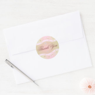 Elegant Floral Design Round Thank You Sticker P