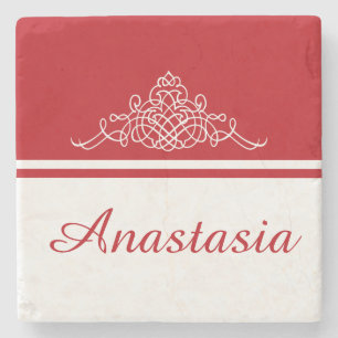 Elegant floral design stone coaster