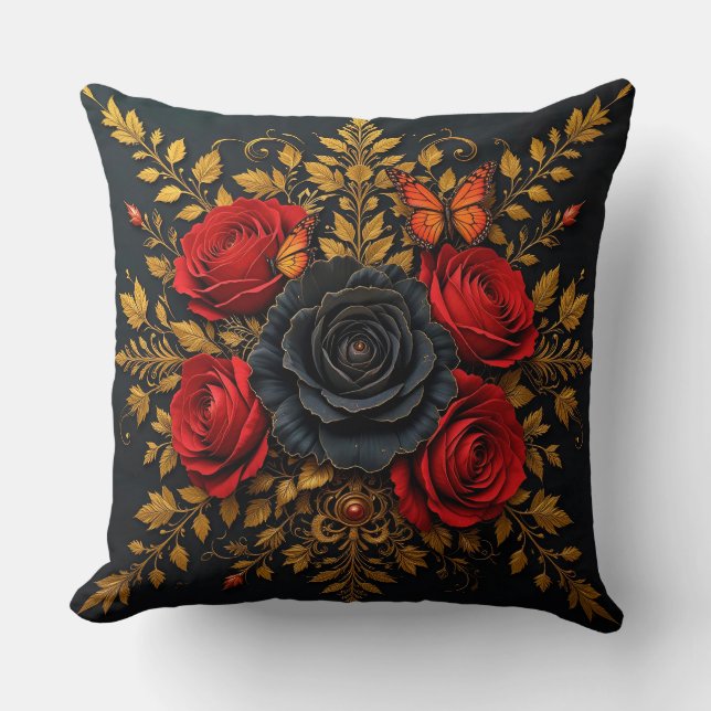 Elegant Floral Design Throw Pillow (Front)