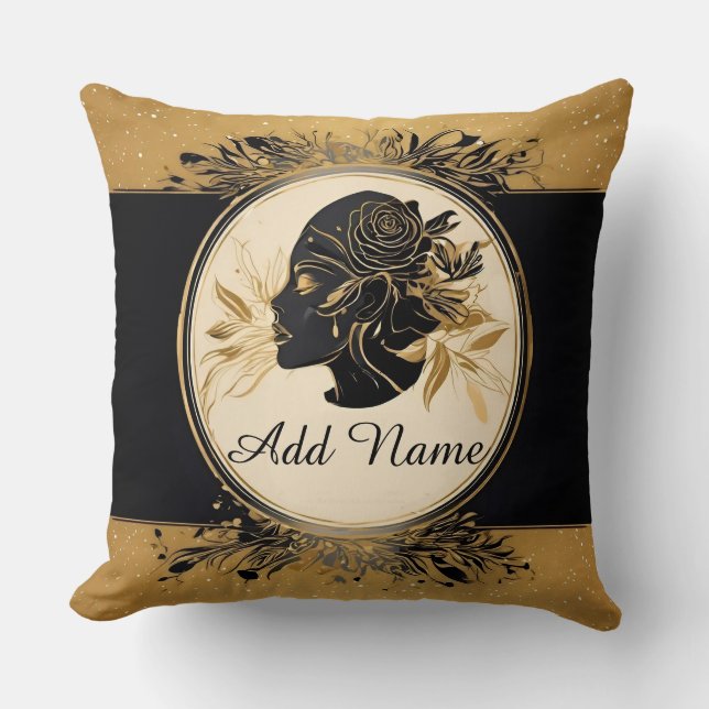 Elegant Floral Design Throw Pillow (Front)