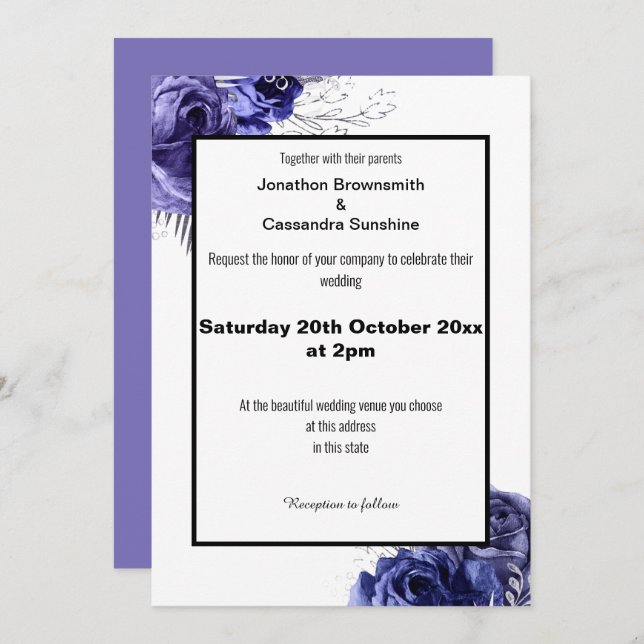 ELEGANT FLORAL DESIGN WEDDING INVITATION (Front/Back)