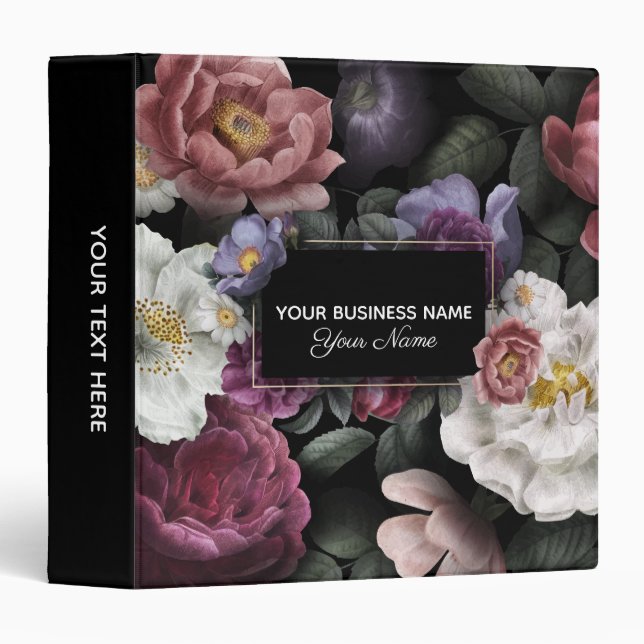 Elegant Floral Designer Custom Binder (Front/Spine)