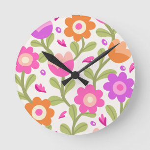 Elegant Floral Designs – Beautiful & Customizable Round Clock