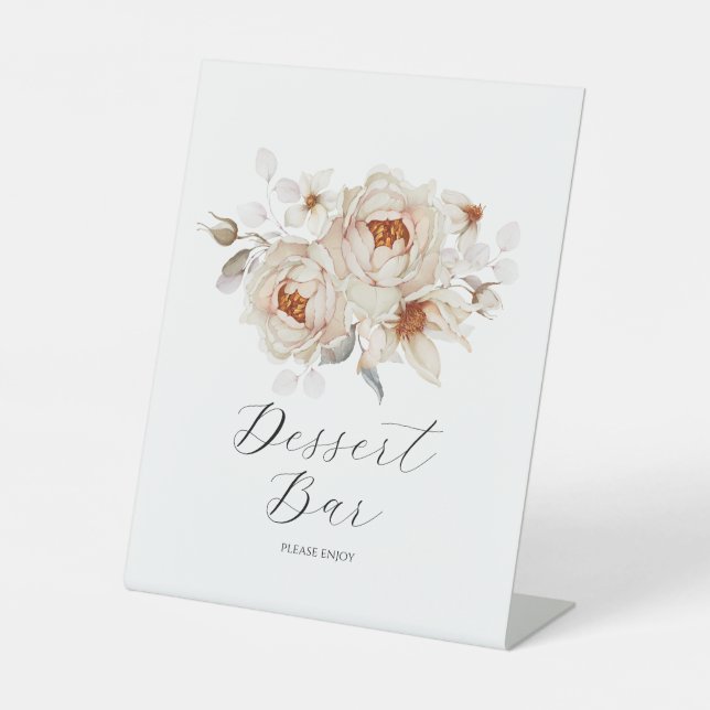 Elegant Floral Dessert Bar Sign for Weddings (Front)