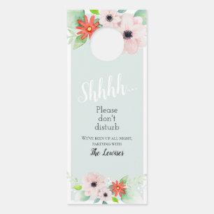 Elegant Floral Do Not Disturb Wedding Welcome Door Hanger
