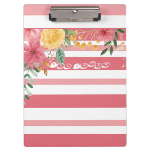 Elegant Floral Dual Name Bridal Shower Clipboard