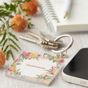 Elegant Floral Dual Name Bridal Shower Invitation Keychain