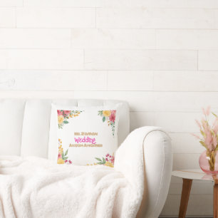 Elegant Floral Dual Name Bridal Shower Invitation Throw Pillow