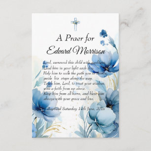 Elegant Floral Dusty Blue Baptism Enclosure Card