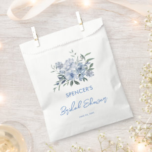 Elegant Floral Dusty Blue Bridal Shower Favour Bag