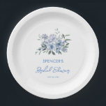 Elegant Floral Dusty Blue Bridal Shower Paper Plate<br><div class="desc">Elegant Floral Dusty Blue Bridal Shower Paper Plates</div>