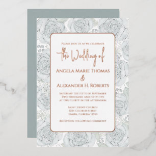 Elegant Floral Dusty Blue Classic Rose Flowers 