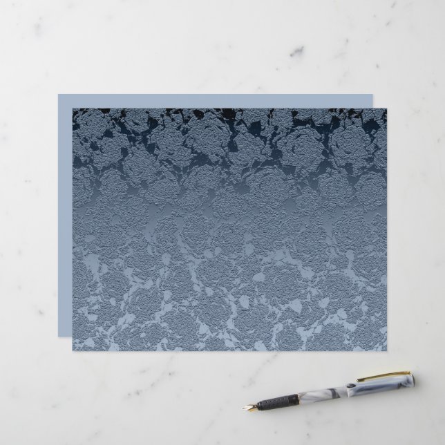 Elegant Floral Dusty Blue White Pattern (Front/Back In Situ)