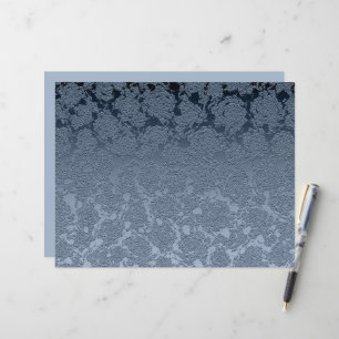 Elegant Floral Dusty Blue White Pattern