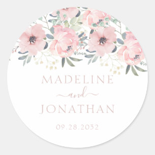 Elegant Floral Dusty Blush Pink Geometry Wedding Classic Round Sticker