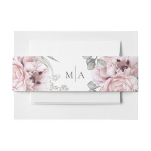 Elegant Floral Dusty Rose and Mauve Wedding Invitation Belly Band