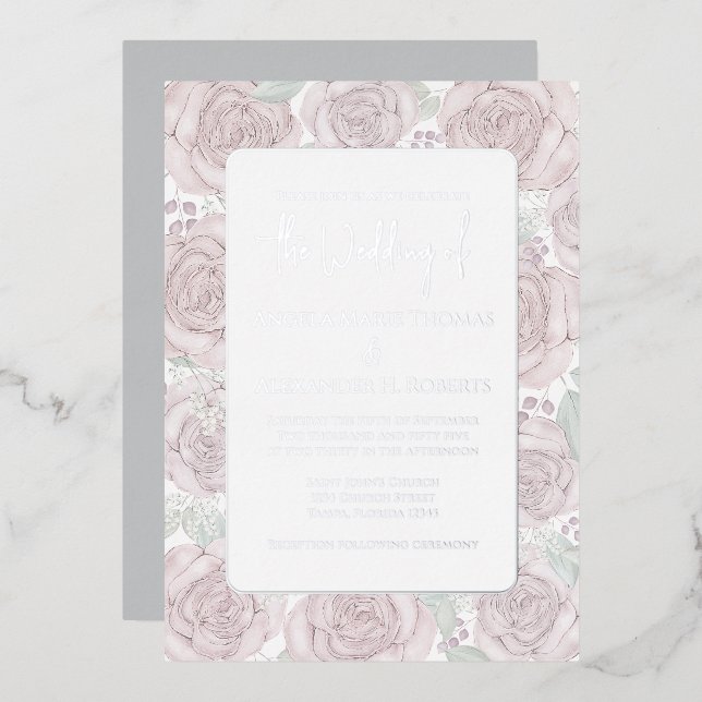 Elegant Floral Dusty Rose Classic Watercolor (Front/Back)