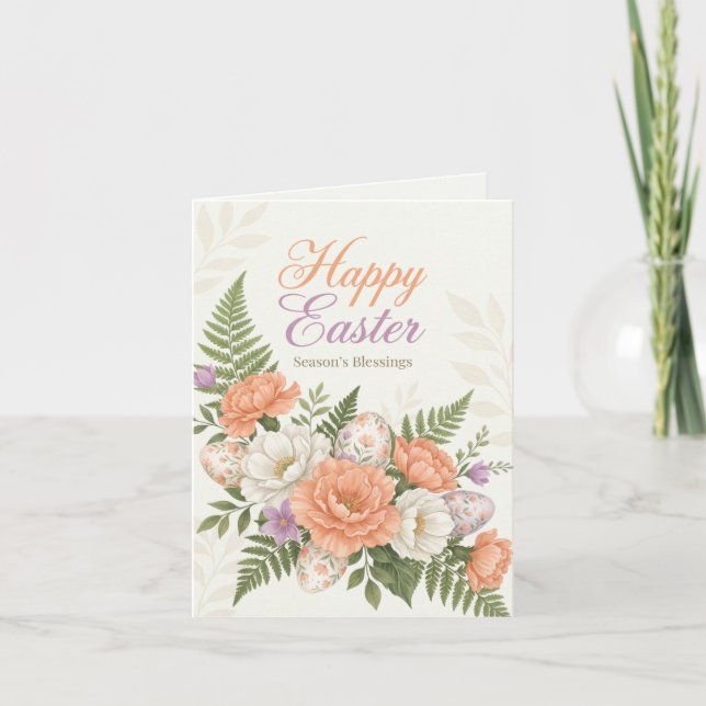 Elegant Floral Easter Blessings Brunch Invitation  (Devant)