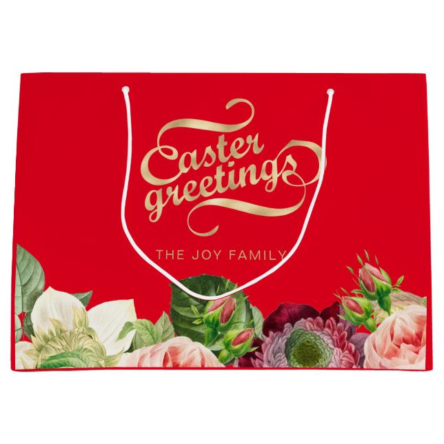 Elegant Floral Easter Large Gift Bag (Front)