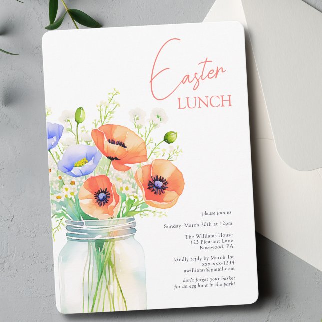Elegant Floral Easter Lunch Invitation (Creator Uploaded)
