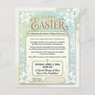 Elegant Floral Easter Sunday Celebration Church Fl Flyer