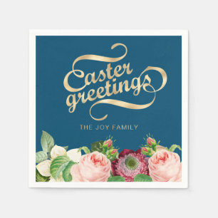 Elegant Floral Easter's Greeting  Napkins
