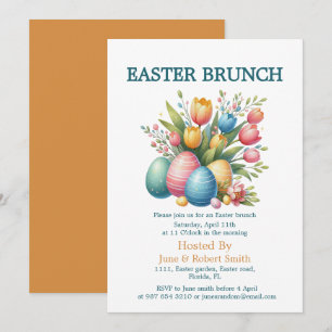 Elegant Floral egg easter brunch Holiday Card