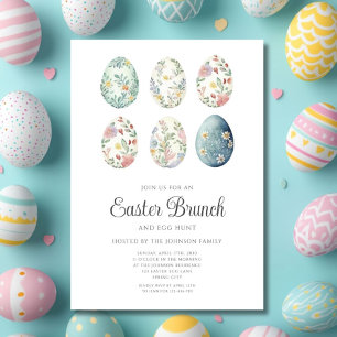 Elegant Floral Eggs Easter Brunch  Invitation