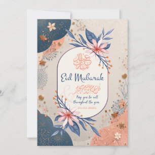 Elegant Floral Eid Mubarak Greeting Card