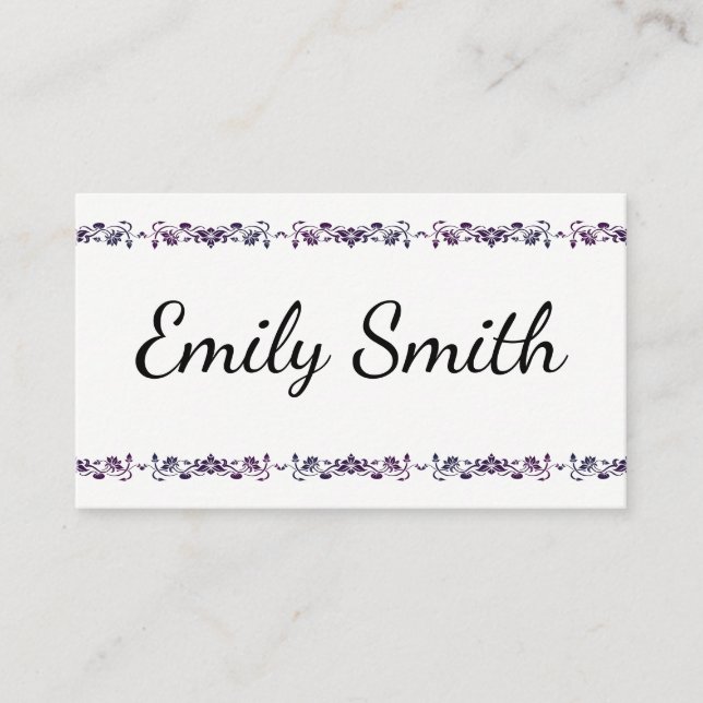 Elegant Floral Elements Cursive Text Business Card (Front)