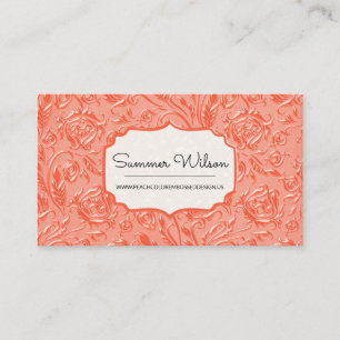 Elegant Floral Embossed Reddish Business Card