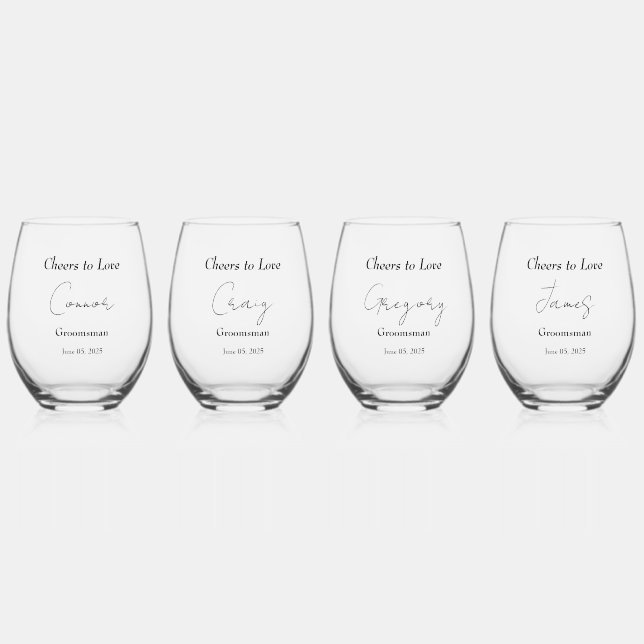 Elegant Floral Embrace Wedding Stemless Wine Glass (Front)