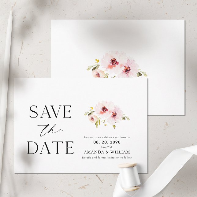 Élégant Floral Enregistrer La Carte Date (Créateur téléchargé)