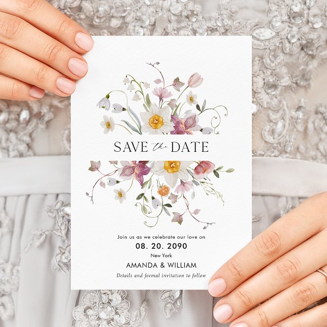 Élégant Floral Enregistrer La Carte Date (Créateur téléchargé)