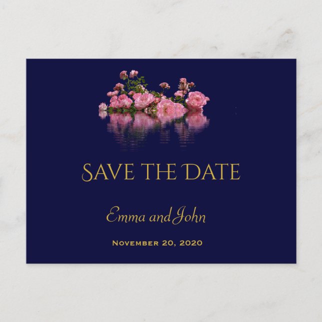 Elégant Floral Enregistrer la date Annonce Carte p (Devant)
