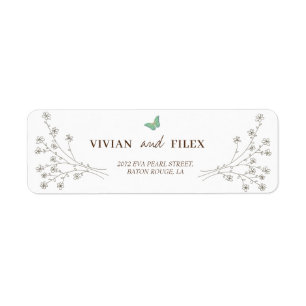 Élégant Floral et Mini Papillon Adresse de retour