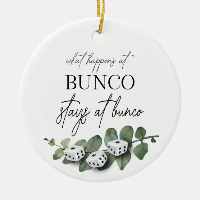 Elegant Floral Eucalyptus Dice Bunco Ceramic Ornament (Front)