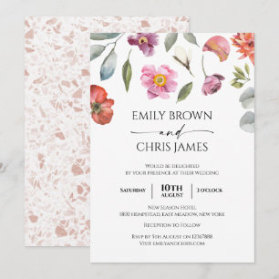 Elegant Floral Eucalyptus Wedding Invitation