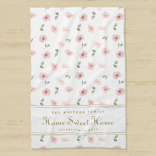 Elegant Floral Family Home Sweet Home Kitchen Towel