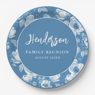 Elegant Floral Family Reunion Party Paper Plate