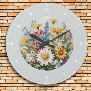 Elegant Floral Farmhouse Large Clock
