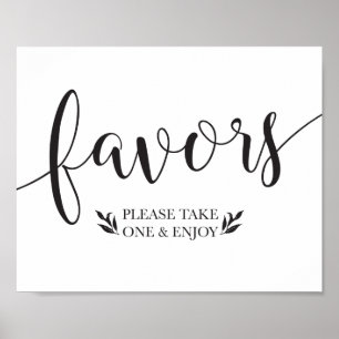 Elegant Floral Favours Wedding Decor Sign