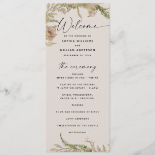 Elegant Floral & Fern Wedding Botanical Garden Program