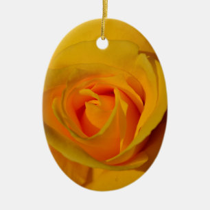 Elegant floral flower Yellow Rose Ceramic Ornament