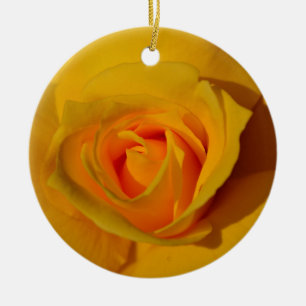 Elegant floral flower Yellow Rose Ceramic Ornament