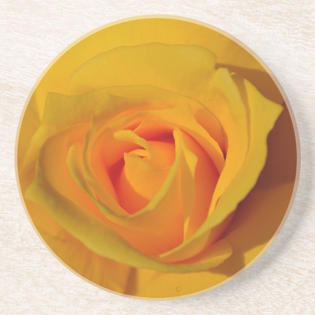 Elegant floral flower Yellow Rose Coaster (Front)